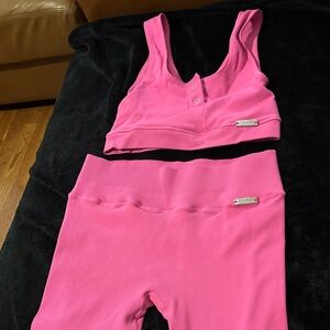 Bombshell Sportswear Pink ribbed Top and leggings set